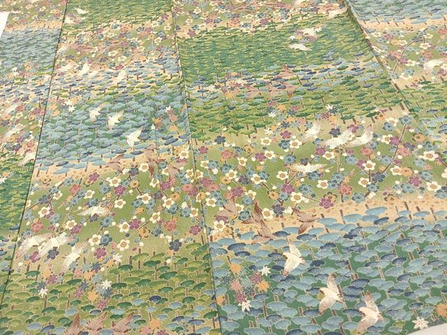 平和屋着物▽上質な小紋 単衣 友禅 花鳥文 正絹 逸品 AAAW1259fy