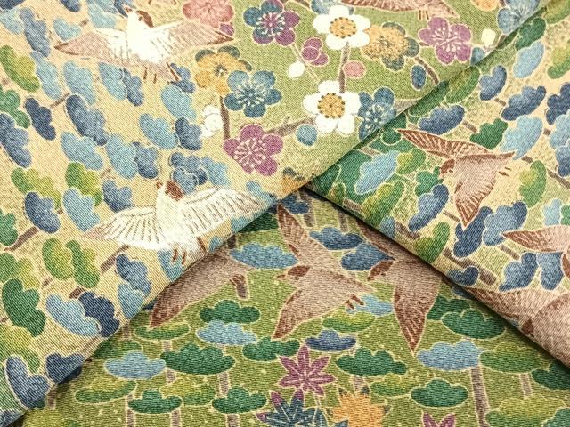 平和屋着物▽上質な小紋 単衣 友禅 花鳥文 正絹 逸品 AAAW1259fy