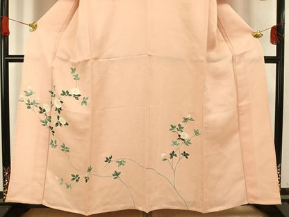 平和屋着物▽訪問着 単衣 友禅 枝花文 正絹 逸品 未使用 AAAW1264fy