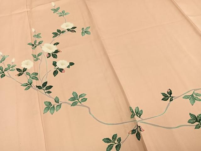 平和屋着物▽訪問着 単衣 友禅 枝花文 正絹 逸品 未使用 AAAW1264fy