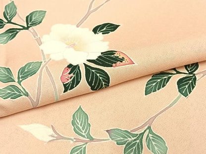 平和屋着物▽訪問着 単衣 友禅 枝花文 正絹 逸品 未使用 AAAW1264fy