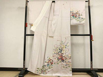 平和屋着物▽訪問着 単衣 作家物 草花文 金彩 正絹 逸品 未使用 AAAW1267fy