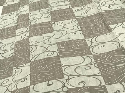 平和屋着物▽上質な小紋 単衣 流水市松文 正絹 逸品 AAAW1269fy