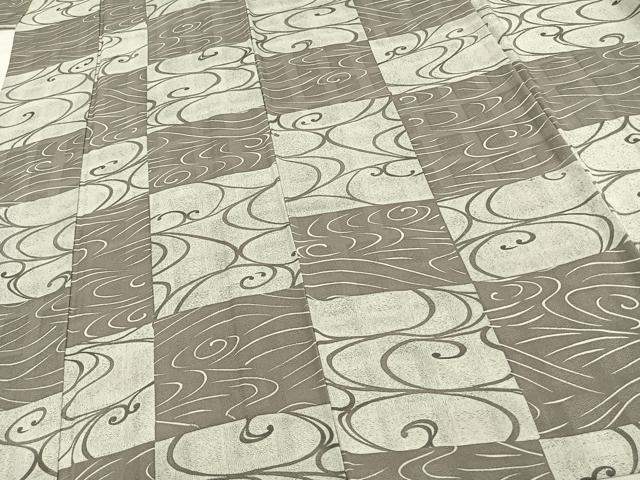 平和屋着物▽上質な小紋 単衣 流水市松文 正絹 逸品 AAAW1269fy
