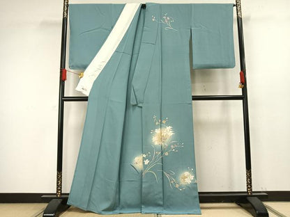 平和屋着物▽訪問着 単衣 駒刺繍 草花文 暈し染め 金彩 やまと誂製 正絹 逸品 AAAW1270fy