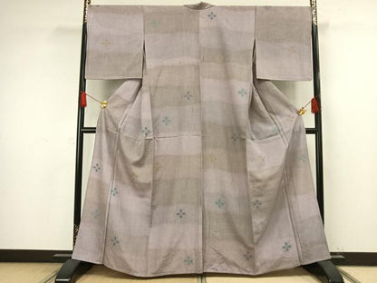 平和屋着物▽上質な紬 単衣 絞り 舞花文 正絹 逸品 AAAW1271fy