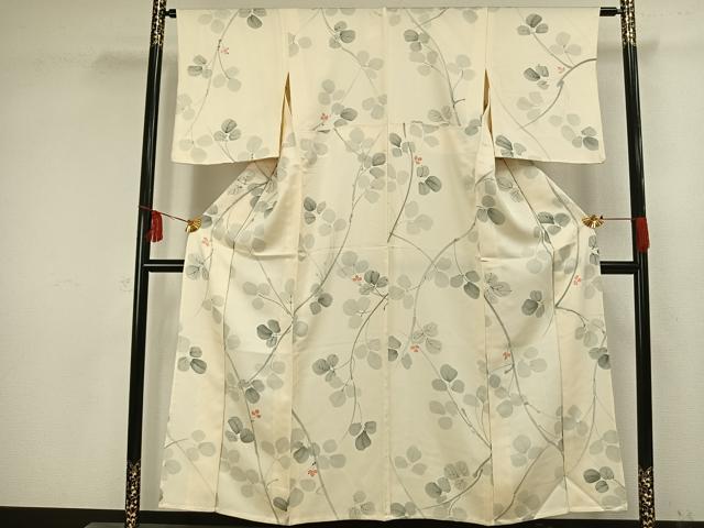 平和屋着物▽上質な小紋 単衣 手描き 南天文 正絹 逸品 AAAW1273fy
