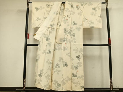 平和屋着物▽上質な小紋 単衣 手描き 南天文 正絹 逸品 AAAW1273fy