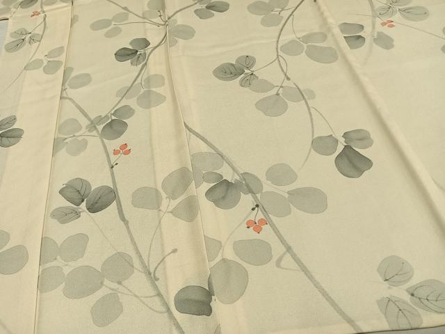 平和屋着物▽上質な小紋 単衣 手描き 南天文 正絹 逸品 AAAW1273fy