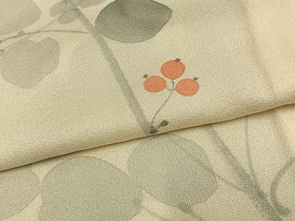 平和屋着物▽上質な小紋 単衣 手描き 南天文 正絹 逸品 AAAW1273fy