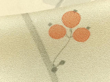 平和屋着物▽上質な小紋 単衣 手描き 南天文 正絹 逸品 AAAW1273fy