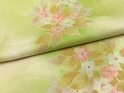 平和屋着物▽上質な小紋 単衣 草花文 暈し染め 正絹 逸品 未使用 AAAW1277fy