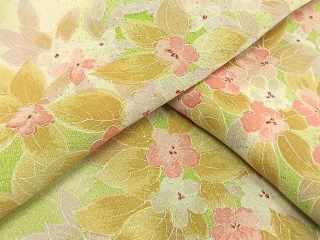 平和屋着物▽上質な小紋 単衣 草花文 暈し染め 正絹 逸品 未使用 AAAW1277fy