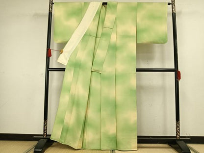 平和屋着物▽上質な小紋 単衣 霞文 正絹 逸品 AAAW1278fy