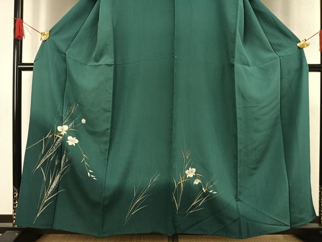 平和屋着物▽訪問着 単衣 草花文 金銀彩 正絹 逸品 AAAW1279fy