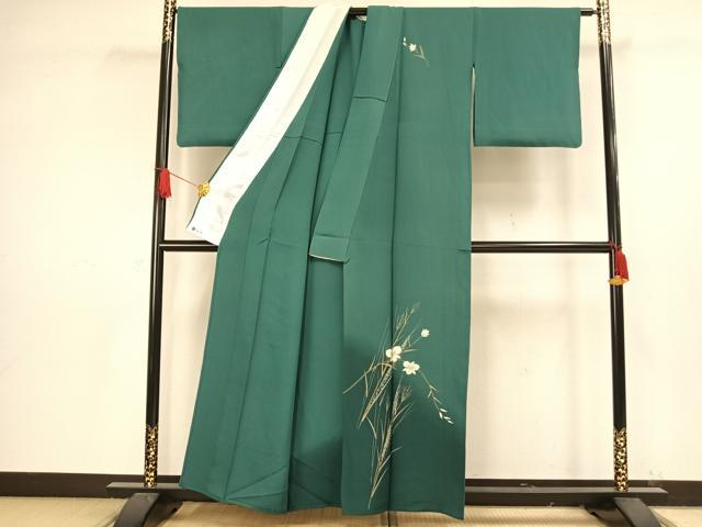 平和屋着物▽訪問着 単衣 草花文 金銀彩 正絹 逸品 AAAW1279fy