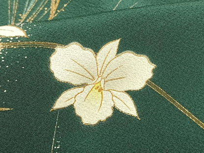 平和屋着物▽訪問着 単衣 草花文 金銀彩 正絹 逸品 AAAW1279fy