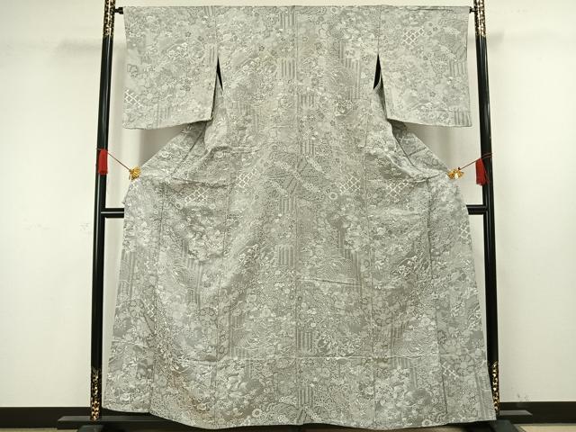 平和屋着物▽お召 単衣 天目織 正絹 逸品 AAAW1280fy