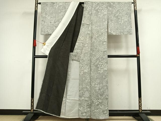 平和屋着物▽お召 単衣 天目織 正絹 逸品 AAAW1280fy