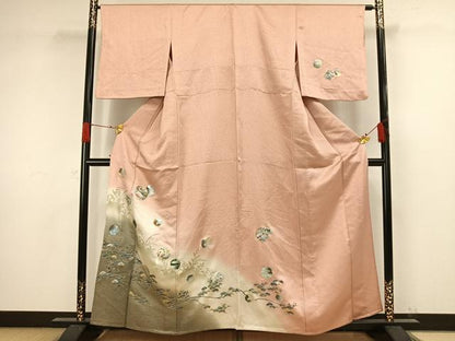 平和屋着物▽訪問着 単衣 雪輪花文 暈し染め 金銀彩 正絹 逸品 AAAW1283fy