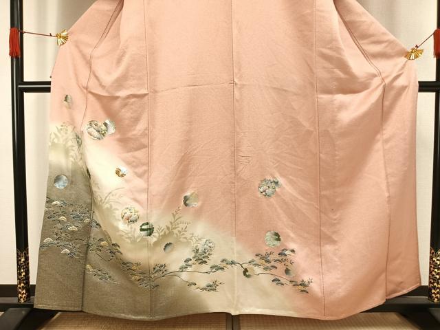 平和屋着物▽訪問着 単衣 雪輪花文 暈し染め 金銀彩 正絹 逸品 AAAW1283fy
