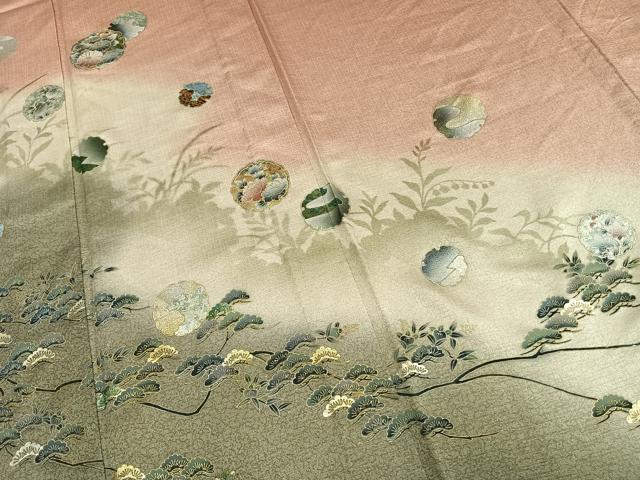 平和屋着物▽訪問着 単衣 雪輪花文 暈し染め 金銀彩 正絹 逸品 AAAW1283fy