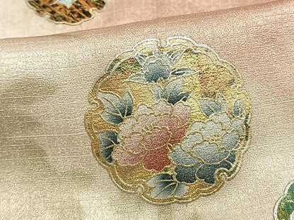 平和屋着物▽訪問着 単衣 雪輪花文 暈し染め 金銀彩 正絹 逸品 AAAW1283fy