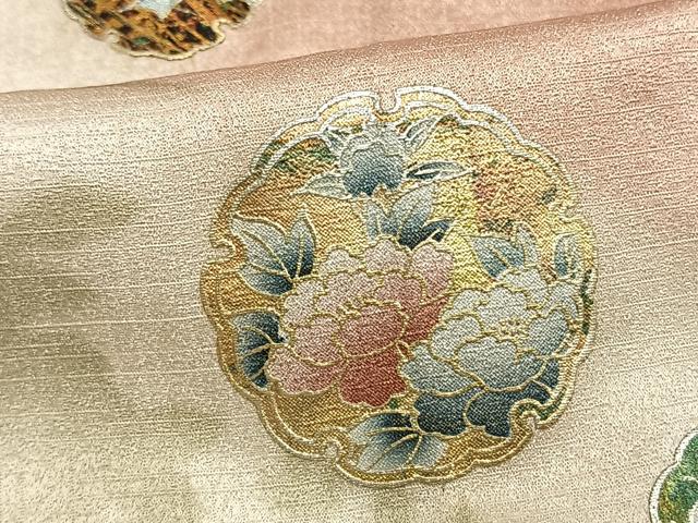 平和屋着物▽訪問着 単衣 雪輪花文 暈し染め 金銀彩 正絹 逸品 AAAW1283fy