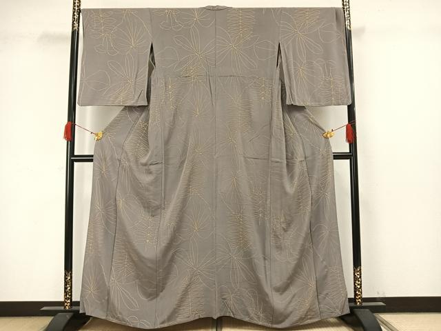 平和屋着物▽上質な小紋 単衣 草花文 金彩 正絹 逸品 AAAW1284fy