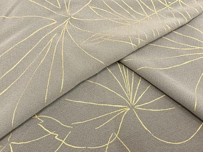 平和屋着物▽上質な小紋 単衣 草花文 金彩 正絹 逸品 AAAW1284fy