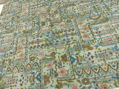 平和屋着物▽上質な紬 単衣 草花文 正絹 逸品 AAAW1287fy