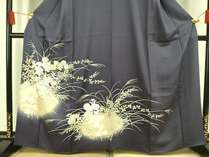 平和屋着物▽訪問着 単衣 草花文 暈し染め 金彩 正絹 逸品 AAAW1288fy