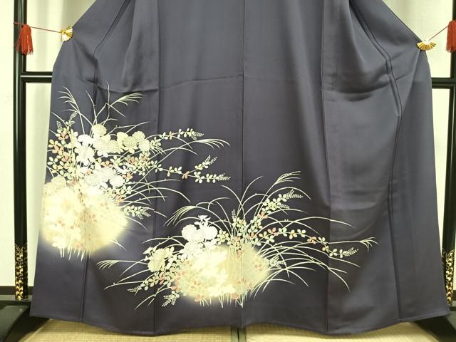 平和屋着物▽訪問着 単衣 草花文 暈し染め 金彩 正絹 逸品 AAAW1288fy