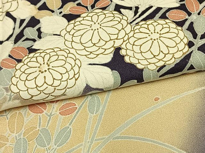 平和屋着物▽訪問着 単衣 草花文 暈し染め 金彩 正絹 逸品 AAAW1288fy
