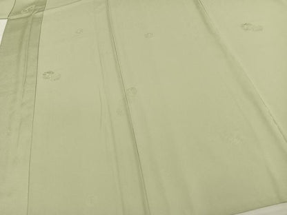 平和屋着物▽色無地 単衣 花丸地紋 若菜色 洗える着物 AAAW1289fy
