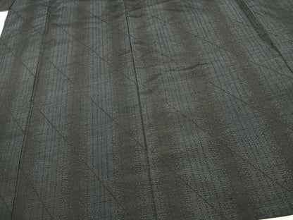平和屋着物▽上質な紬 単衣 斜縞 正絹 逸品 AAAW1290fy