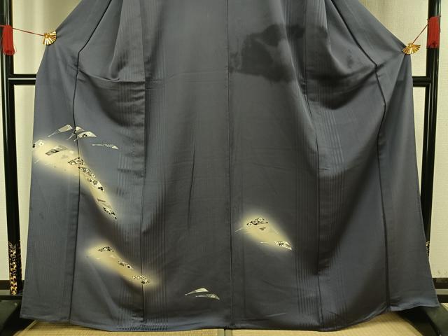 平和屋着物▽訪問着　単衣　駒刺繍　扇面花文　暈し染め　正絹　逸品　AAAW1291fy