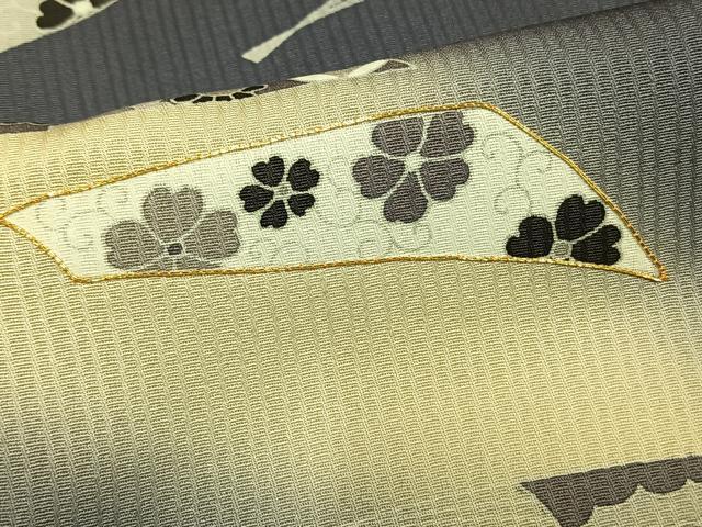 平和屋着物▽訪問着　単衣　駒刺繍　扇面花文　暈し染め　正絹　逸品　AAAW1291fy