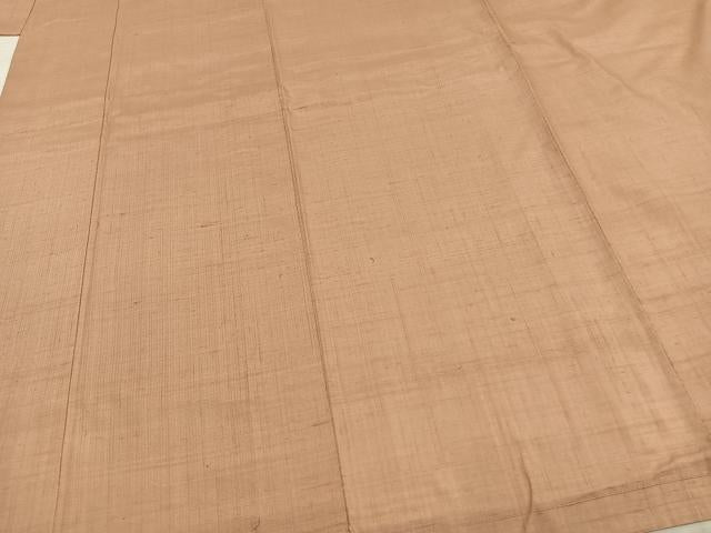 平和屋着物▽上質な紬 単衣 色無地 一斤染色 正絹 逸品 AAAW1292fy
