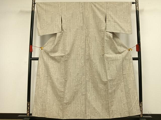 平和屋着物▽本場結城紬 重要無形文化財 単衣 110亀甲 亀甲花文 正絹 逸品 AAAW1294fy