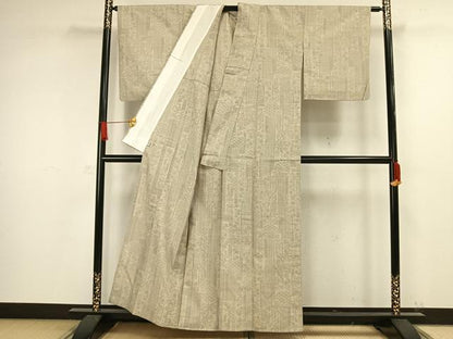 平和屋着物▽本場結城紬 重要無形文化財 単衣 110亀甲 亀甲花文 正絹 逸品 AAAW1294fy