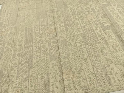 平和屋着物▽本場結城紬 重要無形文化財 単衣 110亀甲 亀甲花文 正絹 逸品 AAAW1294fy
