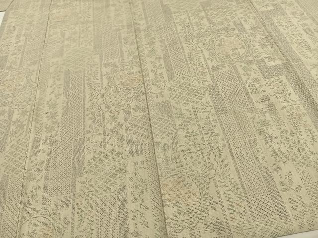 平和屋着物▽本場結城紬 重要無形文化財 単衣 110亀甲 亀甲花文 正絹 逸品 AAAW1294fy