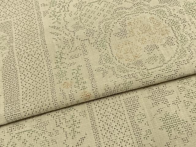 平和屋着物▽本場結城紬 重要無形文化財 単衣 110亀甲 亀甲花文 正絹 逸品 AAAW1294fy