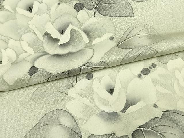 平和屋着物▽訪問着　単衣　手描き　草花文　正絹　逸品　AAAW1297fy