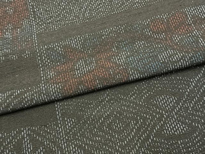 平和屋着物▽上質な紬 単衣 横段草花文 正絹 逸品 未使用 AAAW1298fy