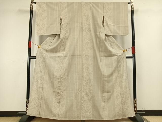 平和屋着物▽本塩沢 単衣 110亀甲 草花間道 鈴乃屋扱い 正絹 逸品 AAAW1299fy