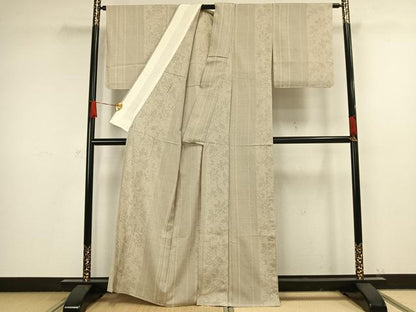 平和屋着物▽本塩沢 単衣 110亀甲 草花間道 鈴乃屋扱い 正絹 逸品 AAAW1299fy