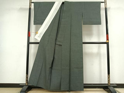 平和屋着物▽上質な紬 単衣 100亀甲 正絹 逸品 AAAW1301fy