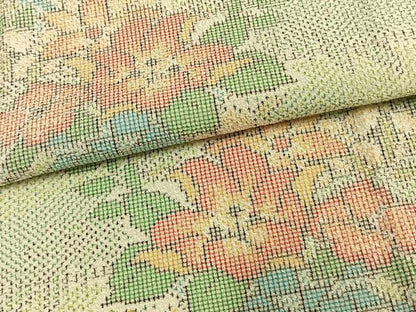 平和屋着物▽お召 単衣 草花文 正絹 逸品 AAAW1302fy